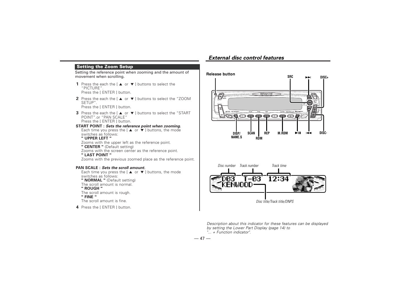 External disc control features | Kenwood KDV-Z940 User Manual | Page 47 / 76