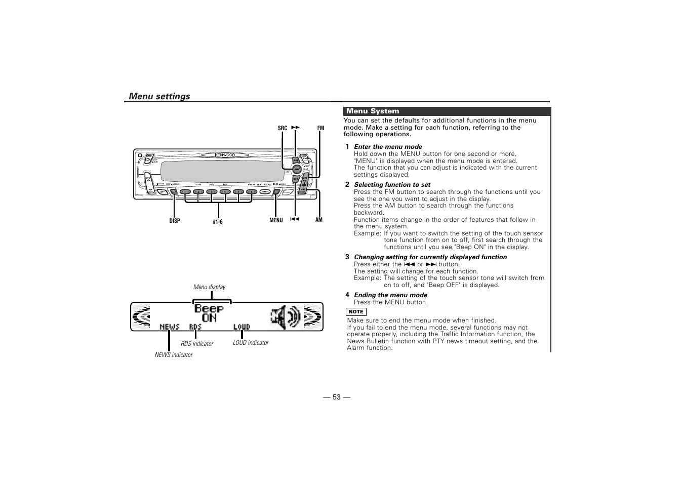 Menu settings | Kenwood KDV-Z940 User Manual | Page 53 / 76