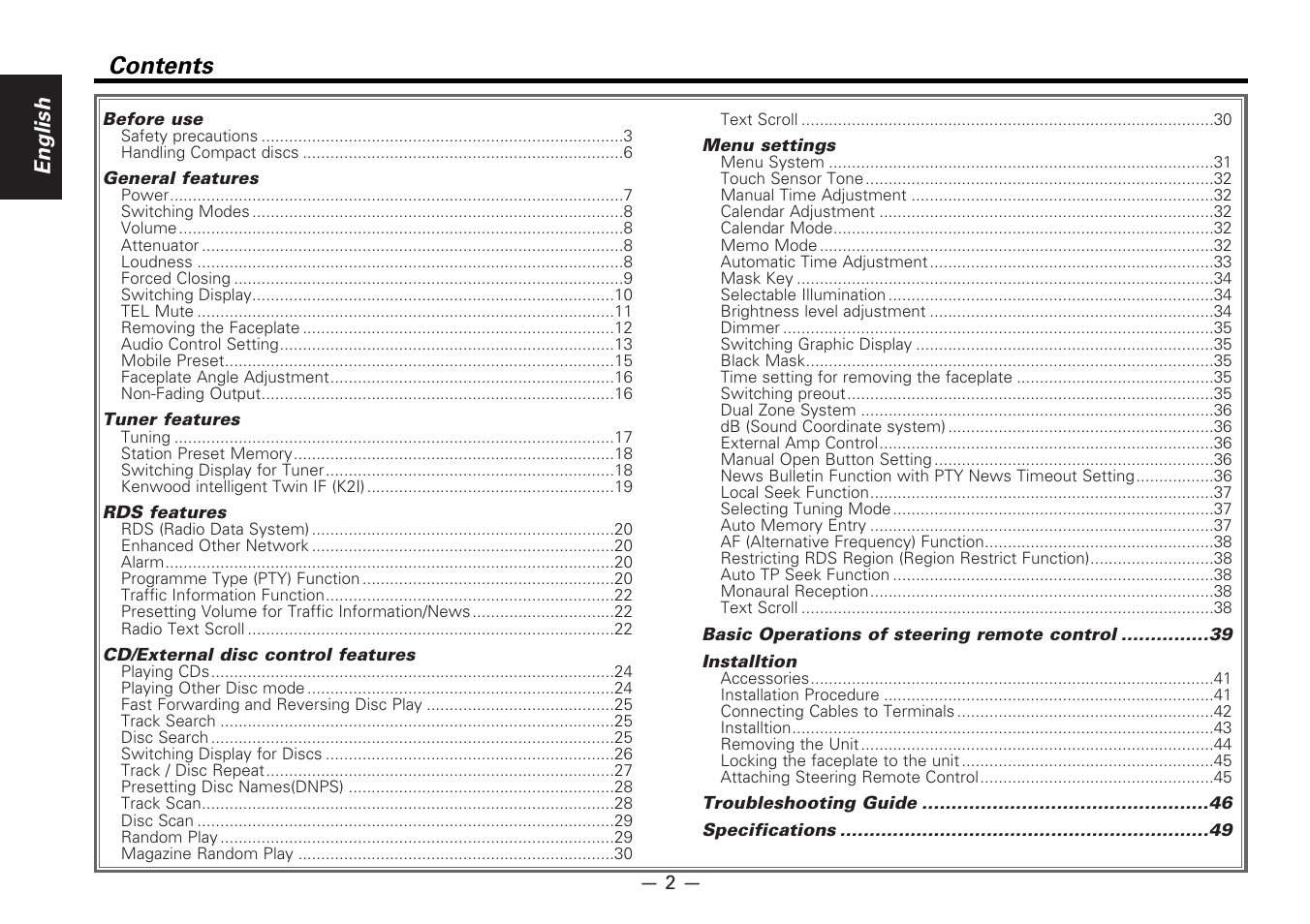 Kenwood KDC-PS9080R User Manual | Page 2 / 52