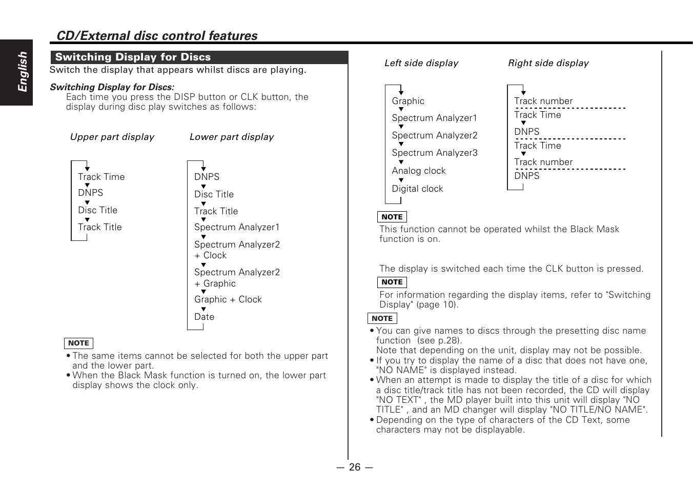 Cd/external disc control features, English | Kenwood KDC-PS9080R User Manual | Page 26 / 52