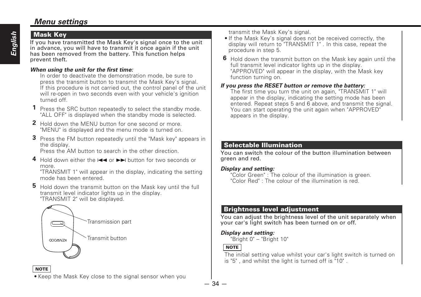 Menu settings | Kenwood KDC-PS9080R User Manual | Page 34 / 52