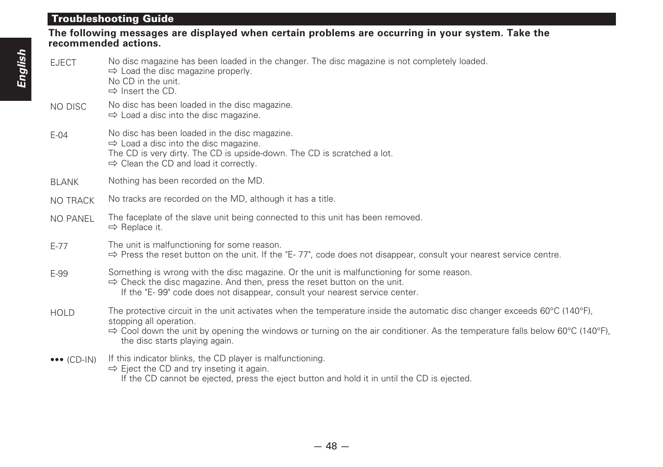 English | Kenwood KDC-PS9080R User Manual | Page 48 / 52