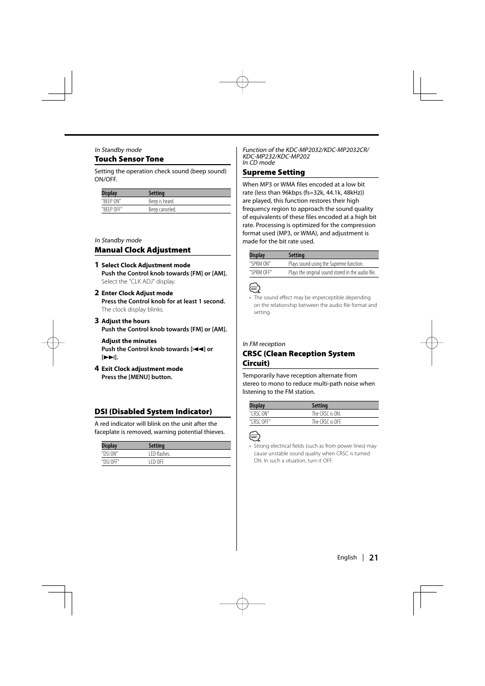 Kenwood KDC-MP2032 User Manual | Page 21 / 34