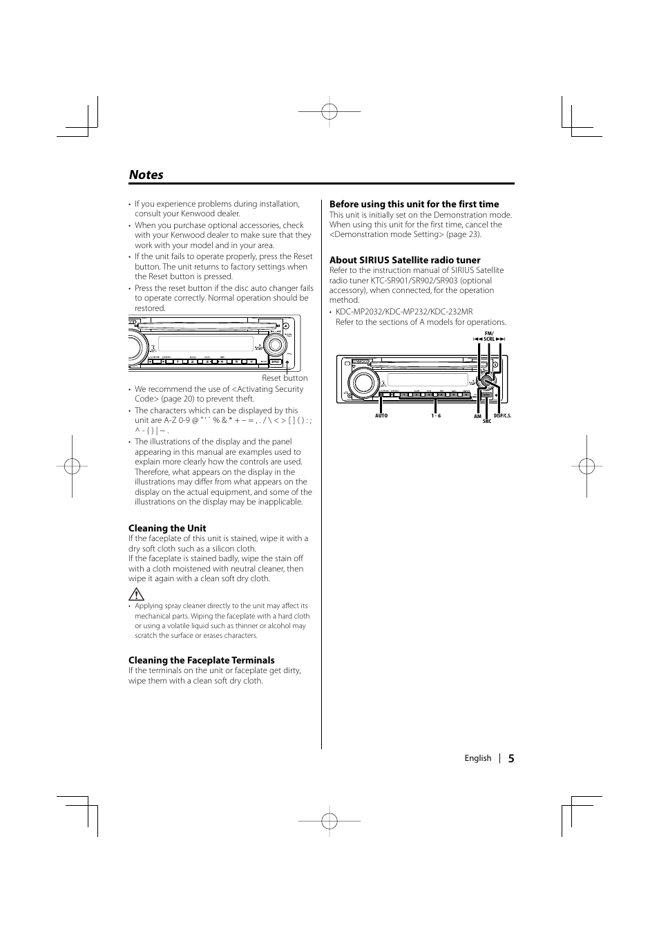 Kenwood KDC-MP2032 User Manual | Page 5 / 34