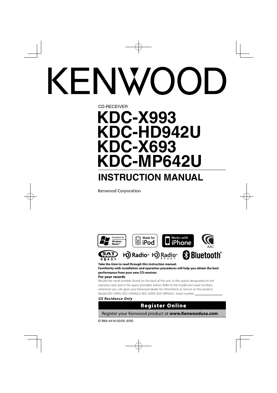 Kenwood KDC-MP642U User Manual | 60 pages