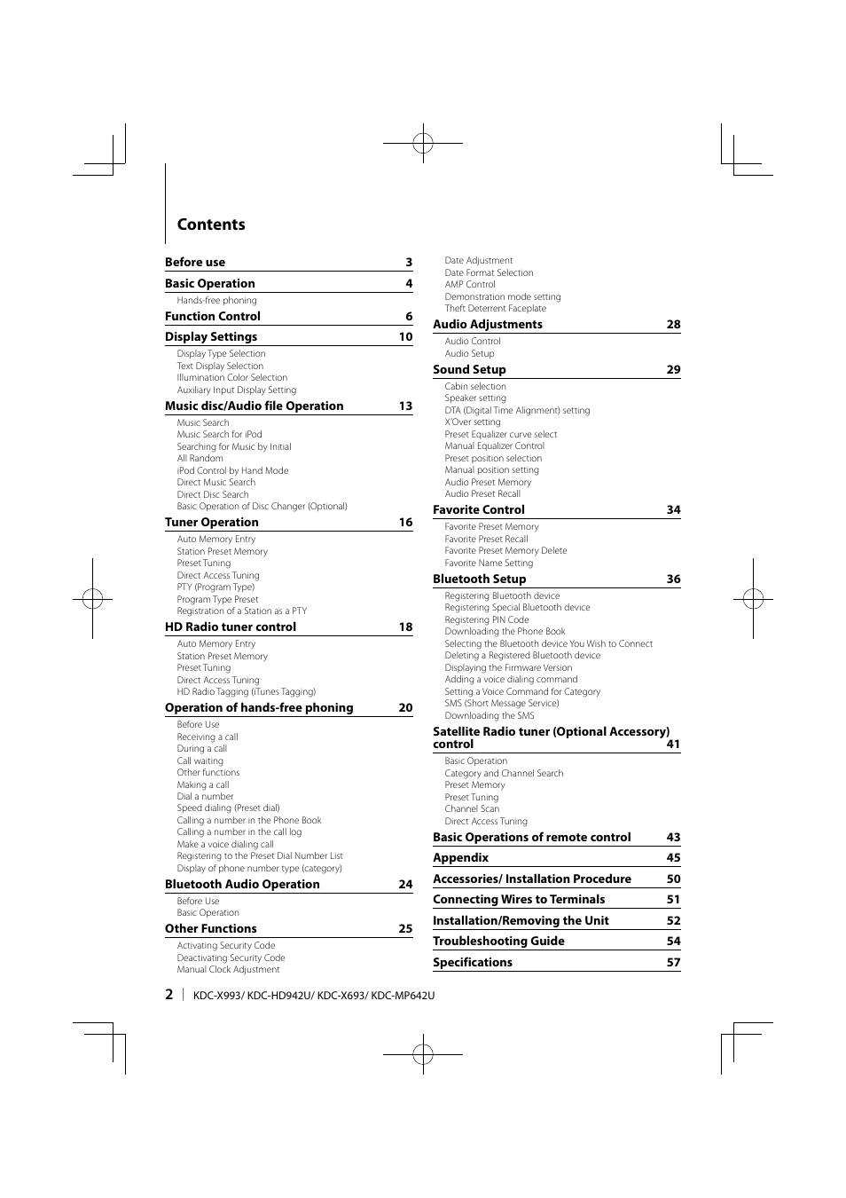 Kenwood KDC-MP642U User Manual | Page 2 / 60