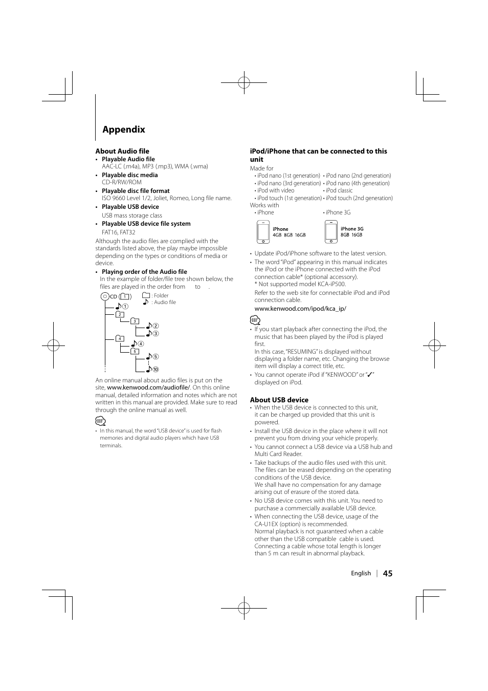 Appendix | Kenwood KDC-MP642U User Manual | Page 45 / 60