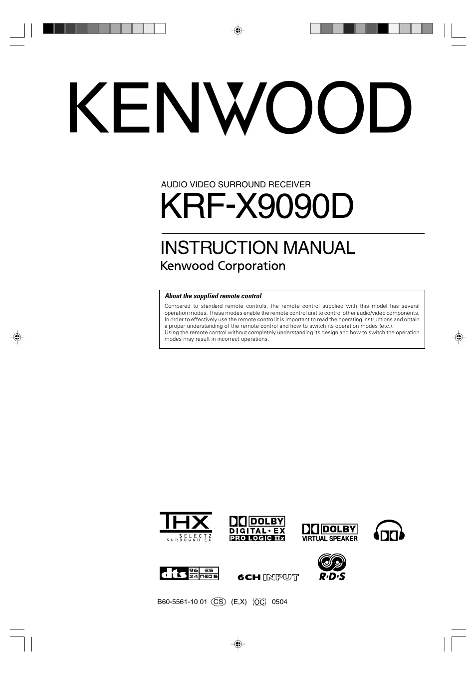 Kenwood KRF-X9090D User Manual | 64 pages