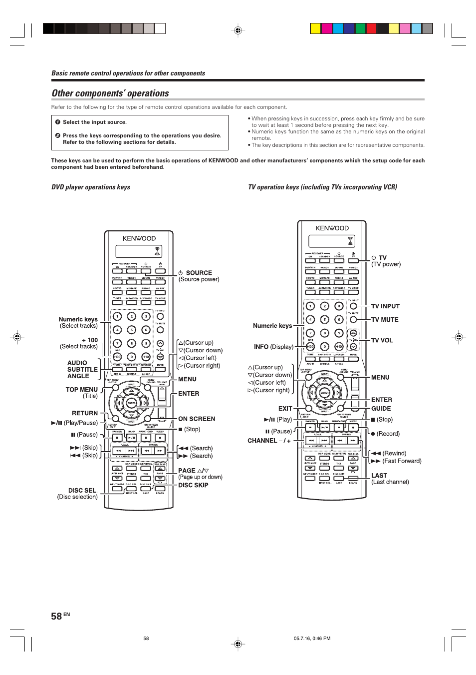 Other components’ operations | Kenwood KRF-X9090D User Manual | Page 58 / 64