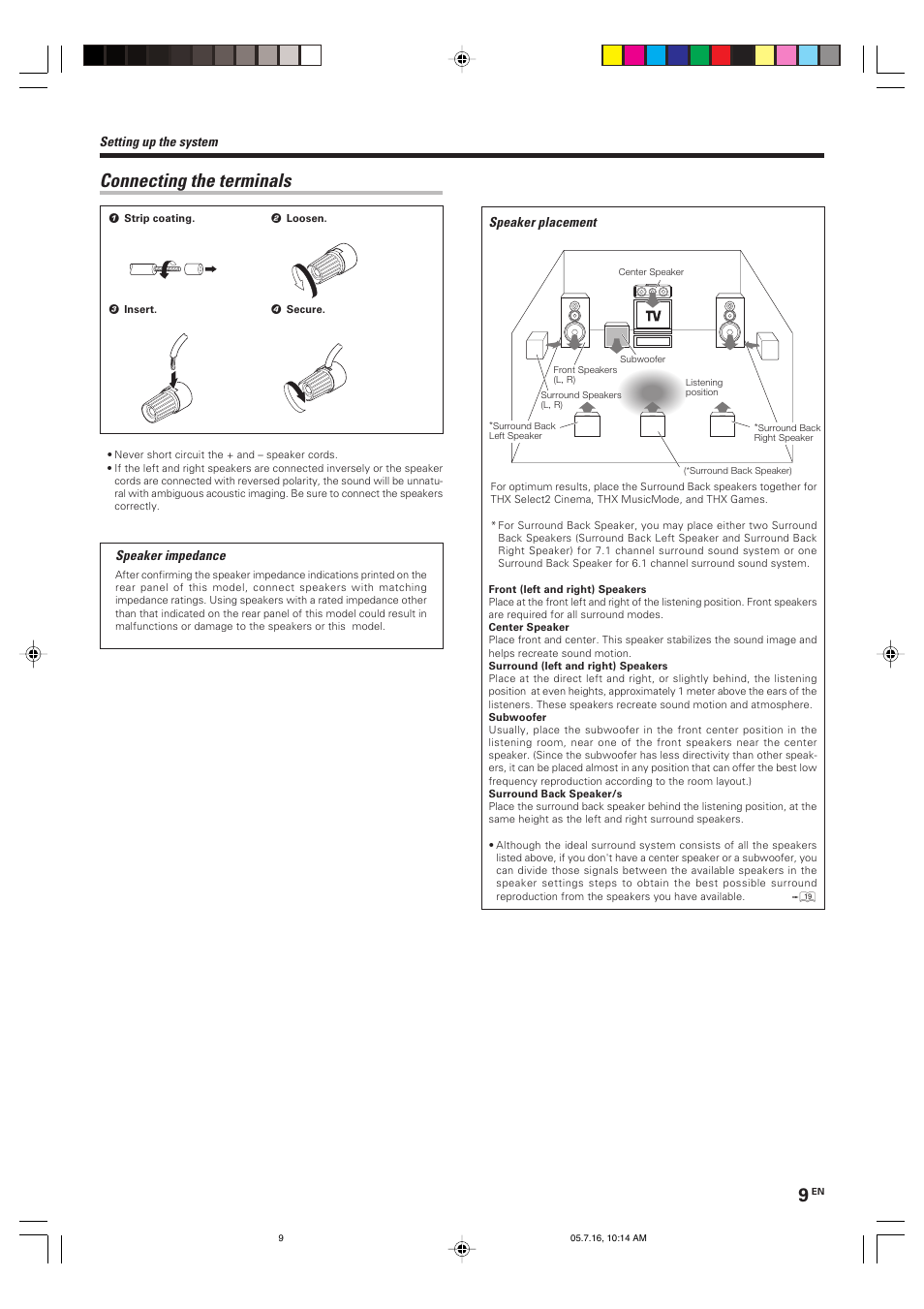 Connecting the terminals | Kenwood KRF-X9090D User Manual | Page 9 / 64