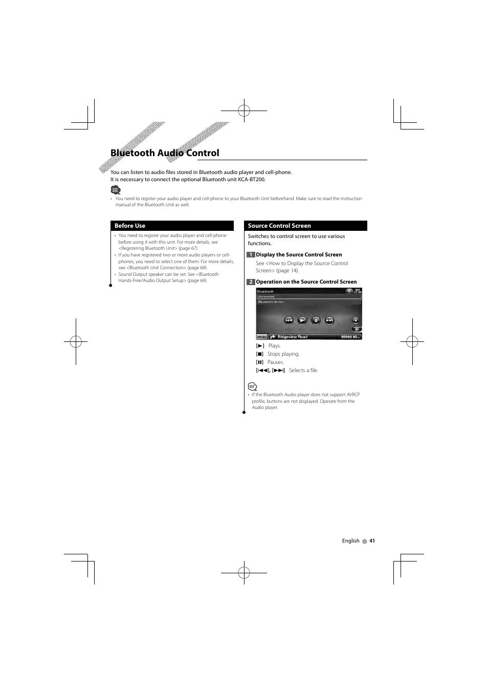 Bluetooth audio control | Kenwood DNX5360M User Manual | Page 41 / 96