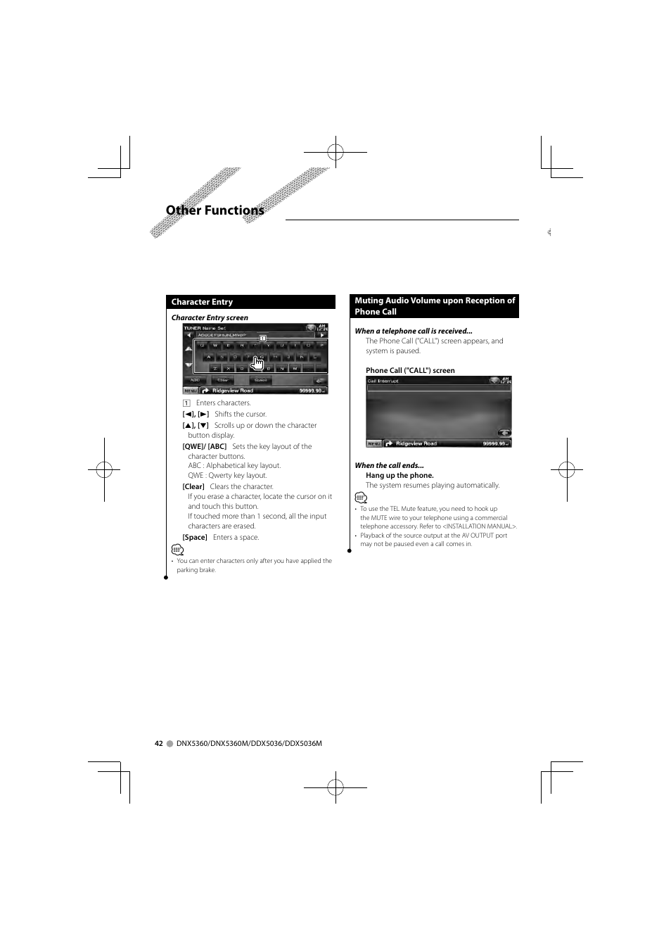 Other functions | Kenwood DNX5360M User Manual | Page 42 / 96