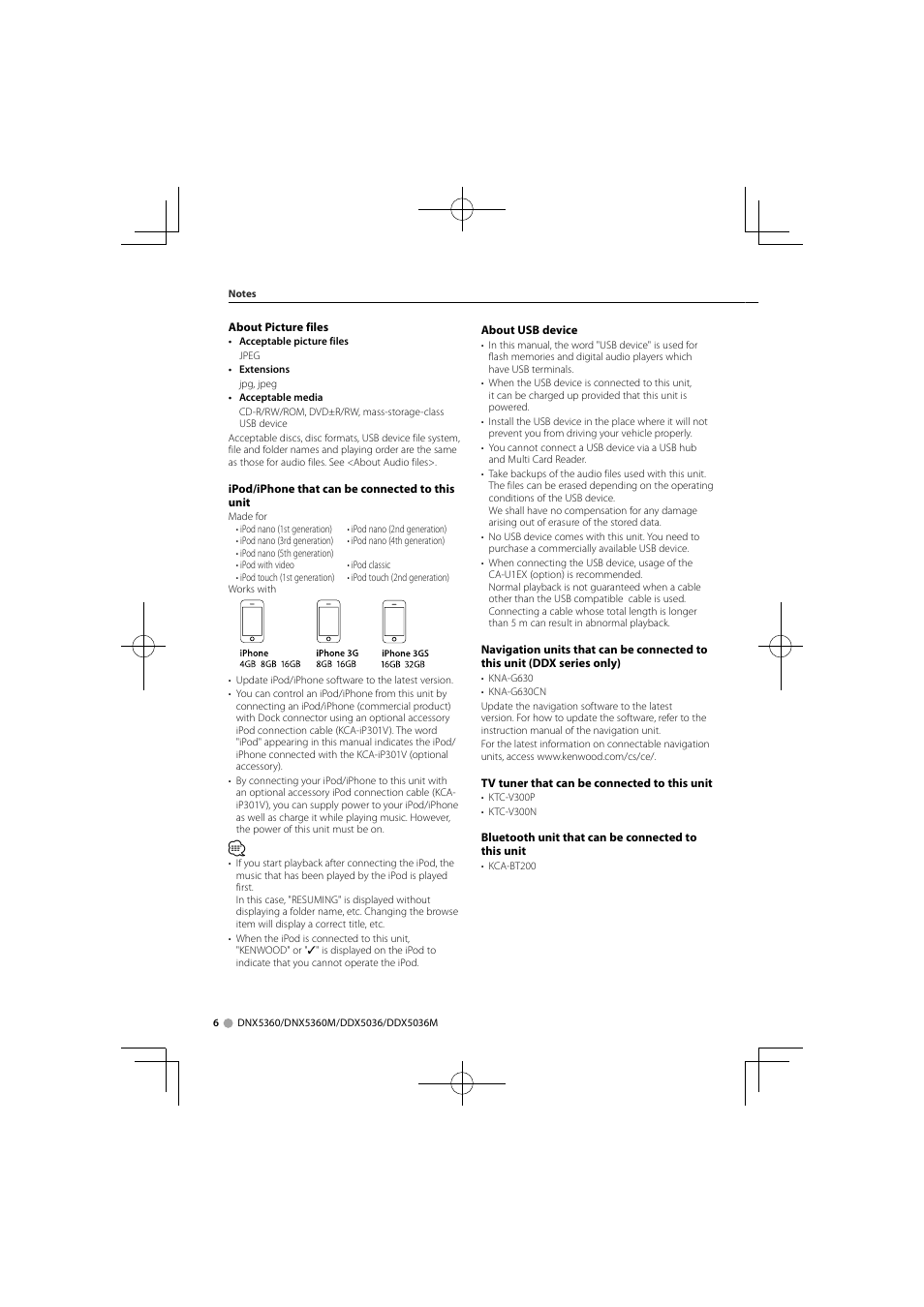 Kenwood DNX5360M User Manual | Page 6 / 96