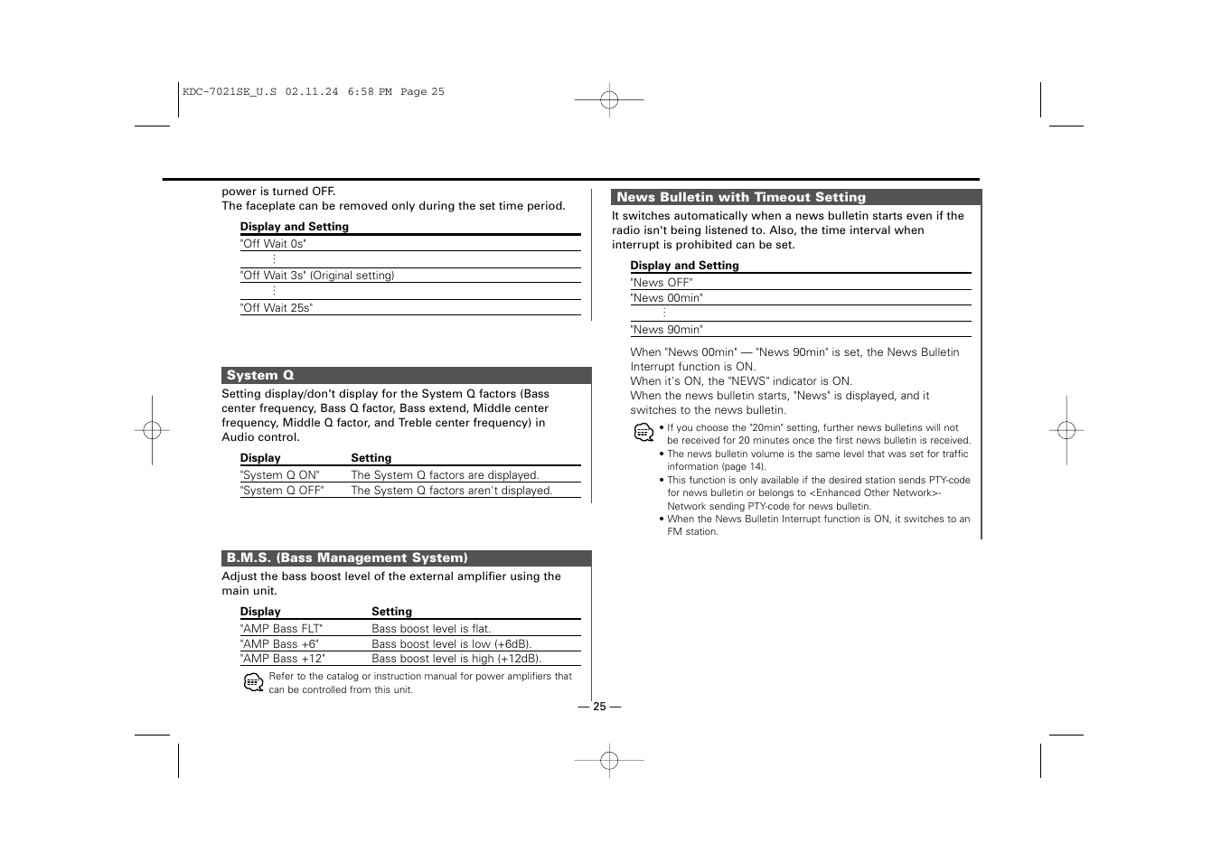 Kenwood KDC-7021SE  EN User Manual | Page 25 / 38