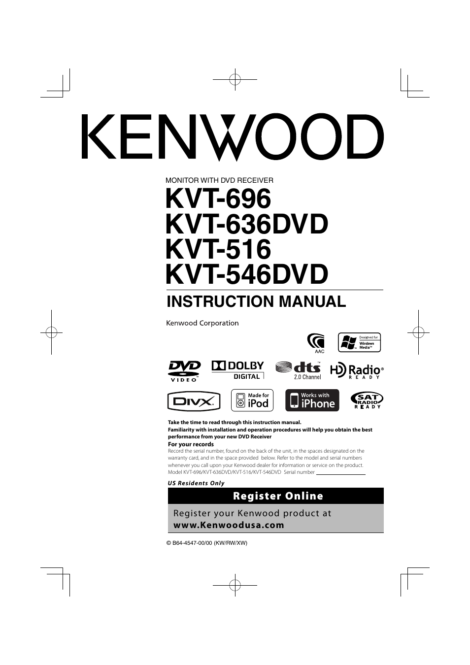 Kenwood KVT-696 User Manual | 100 pages