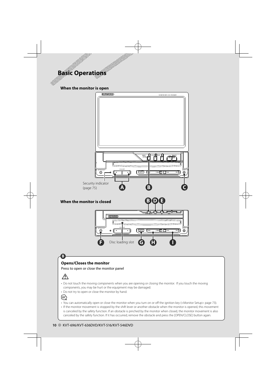 Basic operations | Kenwood KVT-696 User Manual | Page 10 / 100