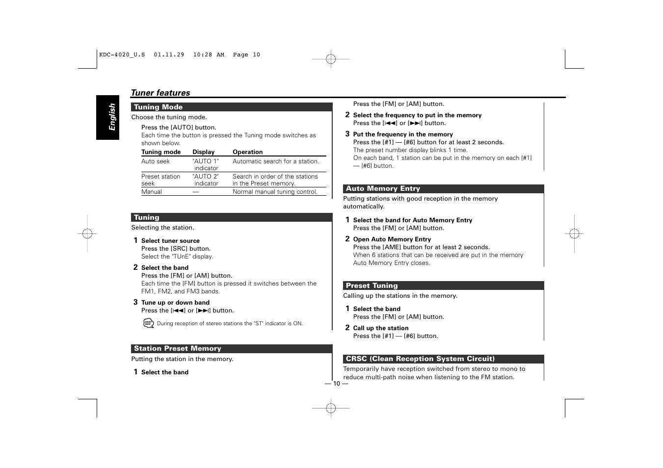 Kenwood KDC-2020 User Manual | Page 10 / 22