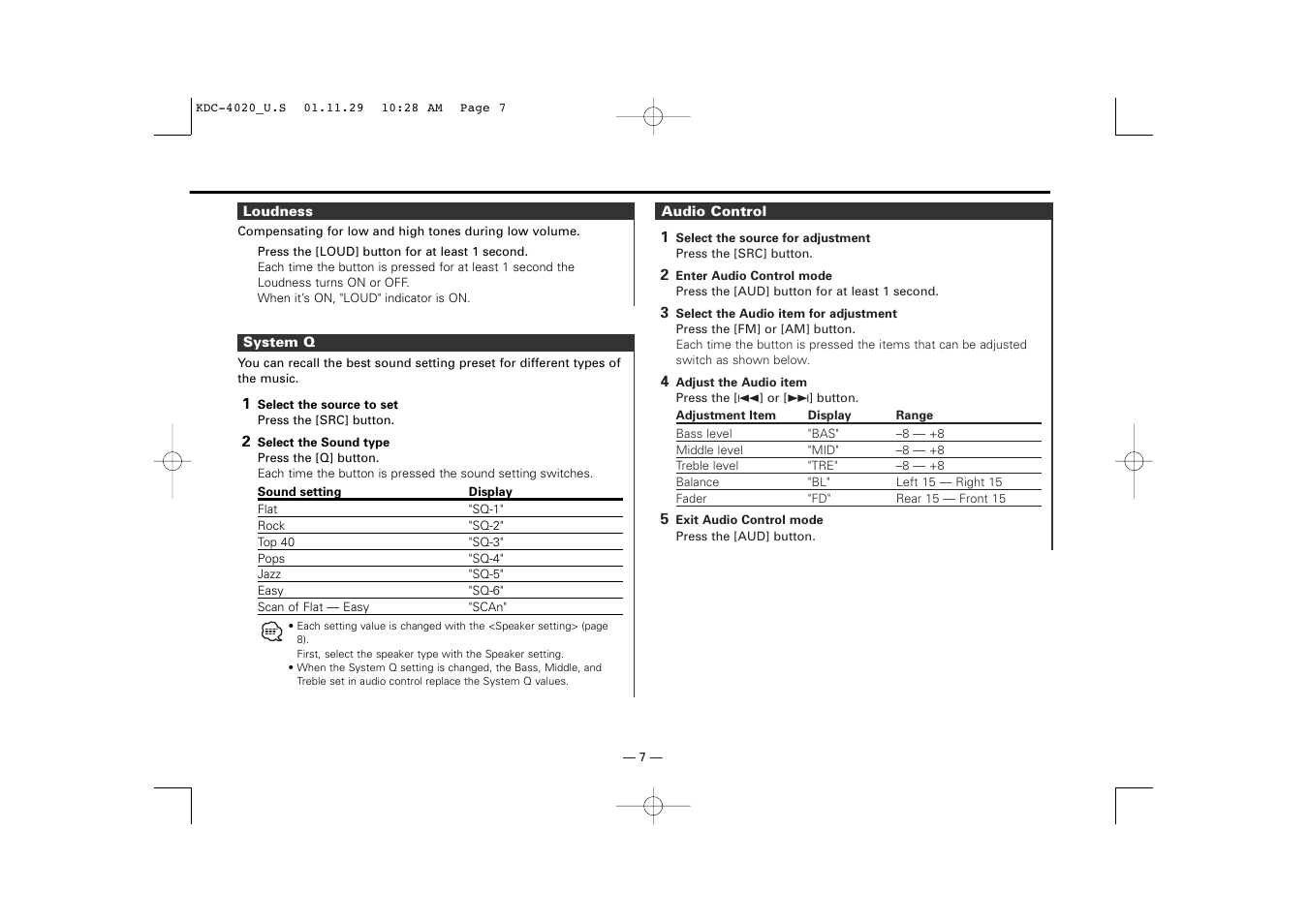 Kenwood KDC-2020 User Manual | Page 7 / 22