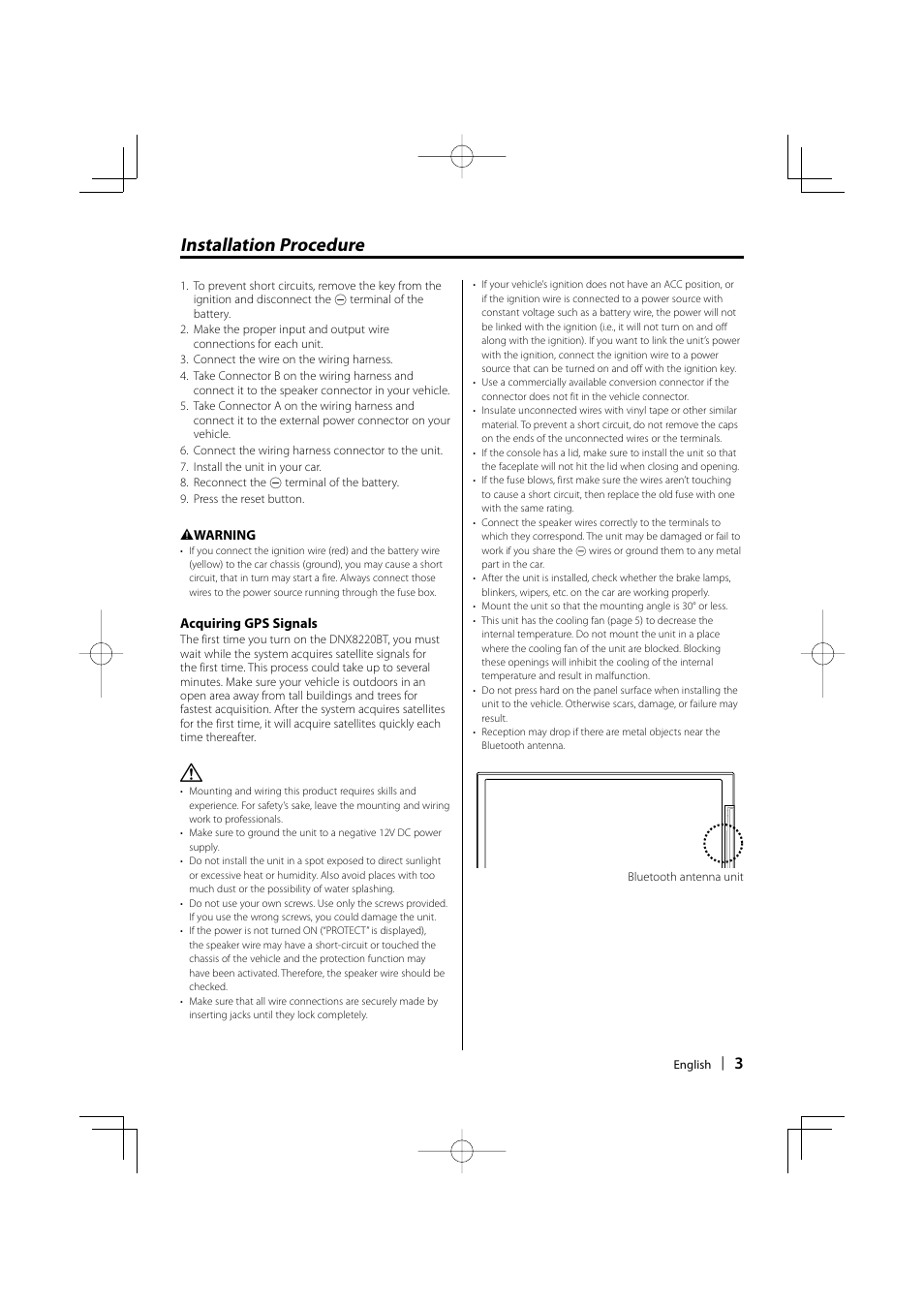 Installation procedure | Kenwood DDX8022BT User Manual | Page 3 / 12