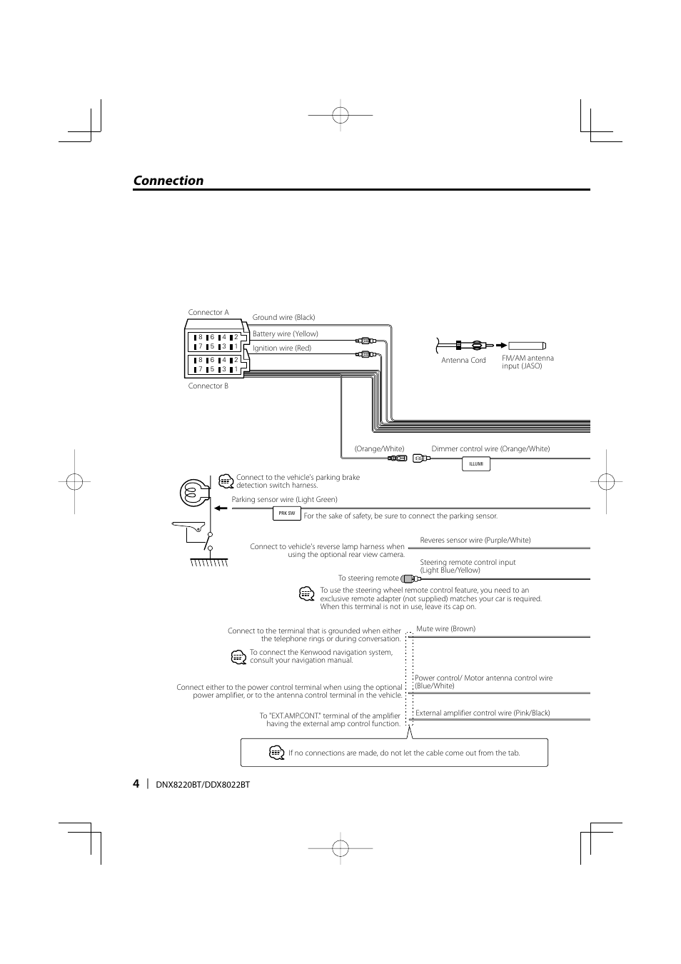 Connection | Kenwood DDX8022BT User Manual | Page 4 / 12