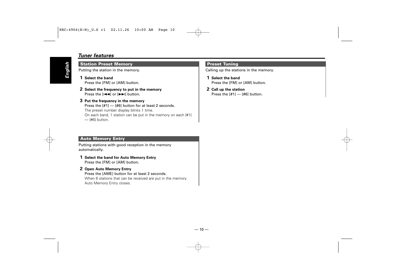 Kenwood KRC-4904 User Manual | Page 10 / 26