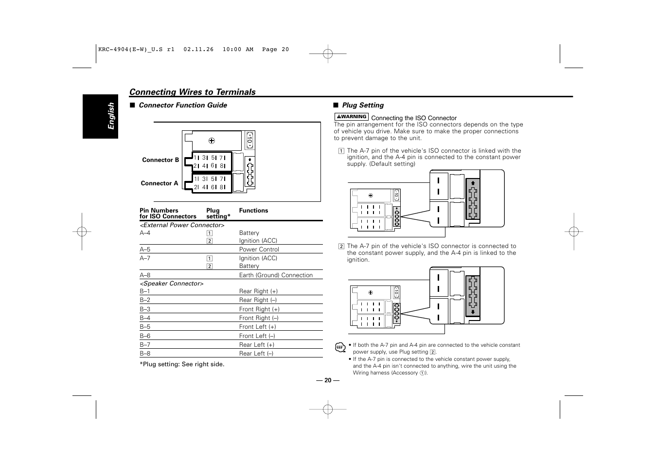 Kenwood KRC-4904 User Manual | Page 20 / 26