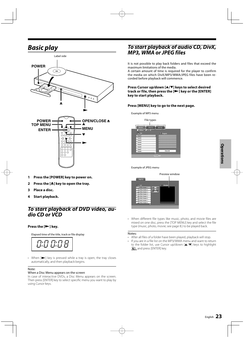 Basic play | Kenwood DVF-3500 User Manual | Page 23 / 36