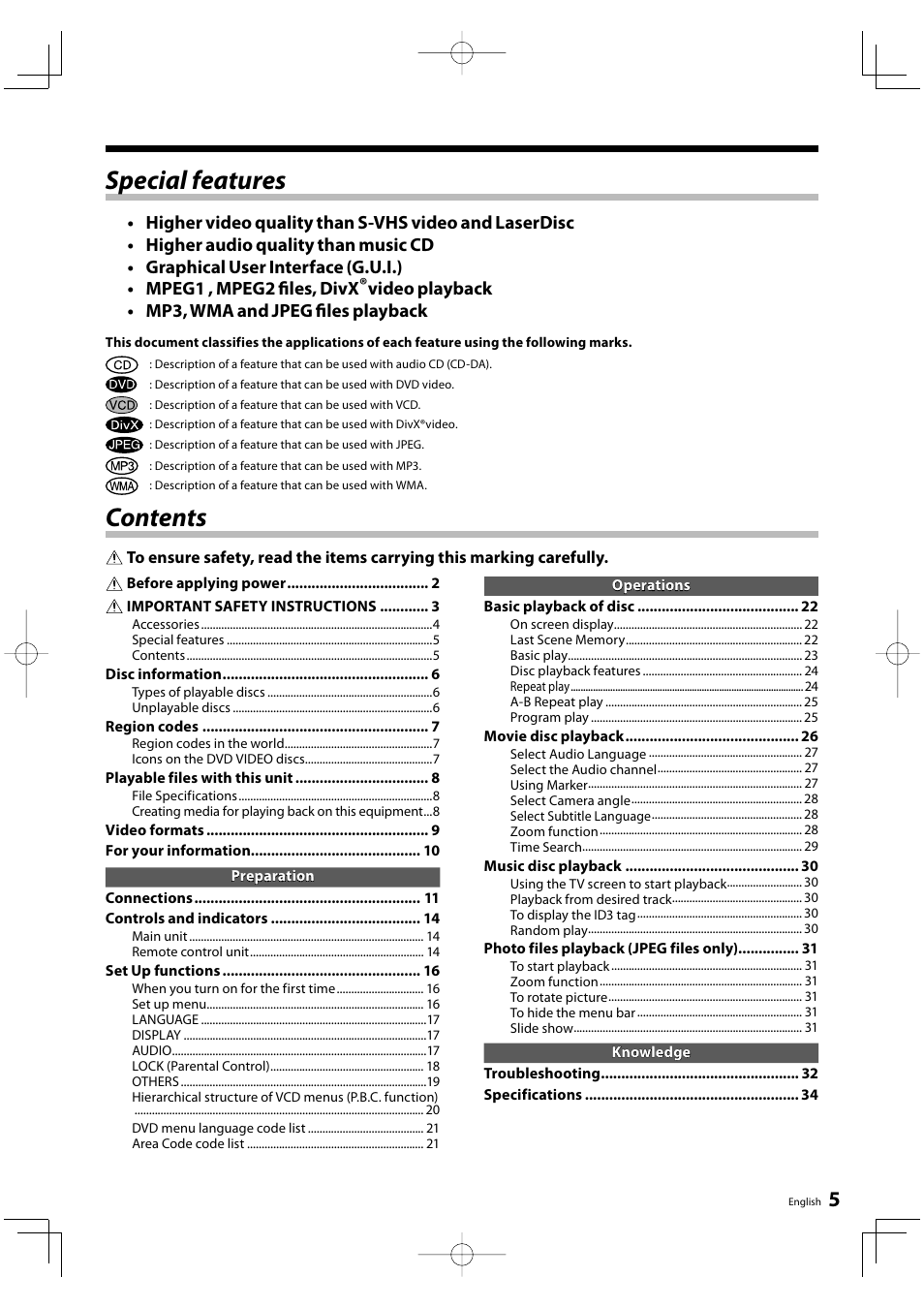 Kenwood DVF-3500 User Manual | Page 5 / 36