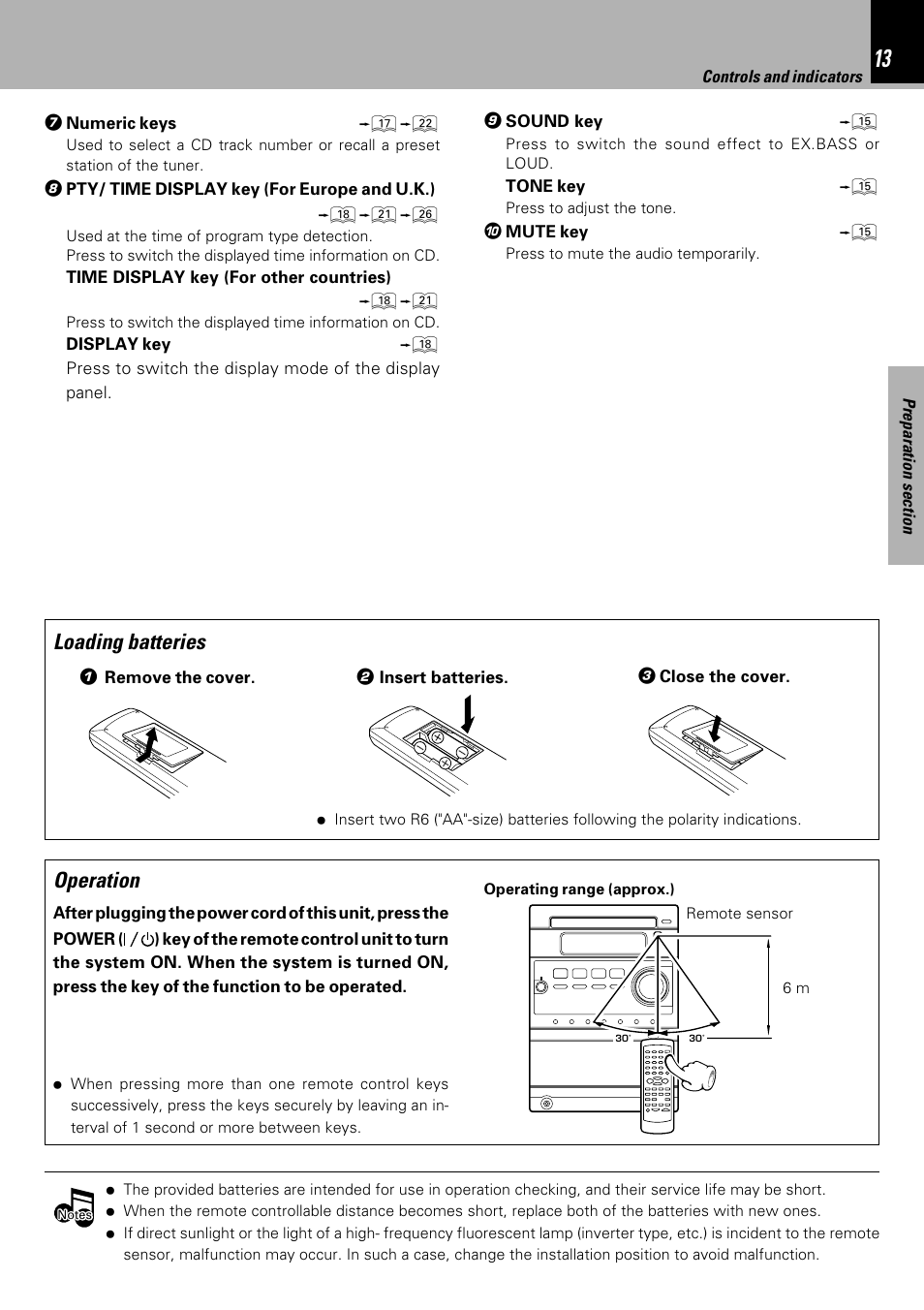 Operation, Loading batteries | Kenwood HM-333 User Manual | Page 13 / 52