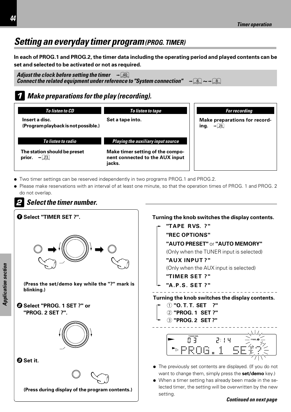 Setting an everyday timer program (prog. timer), Setting an everyday timer program | Kenwood HM-333 User Manual | Page 44 / 52