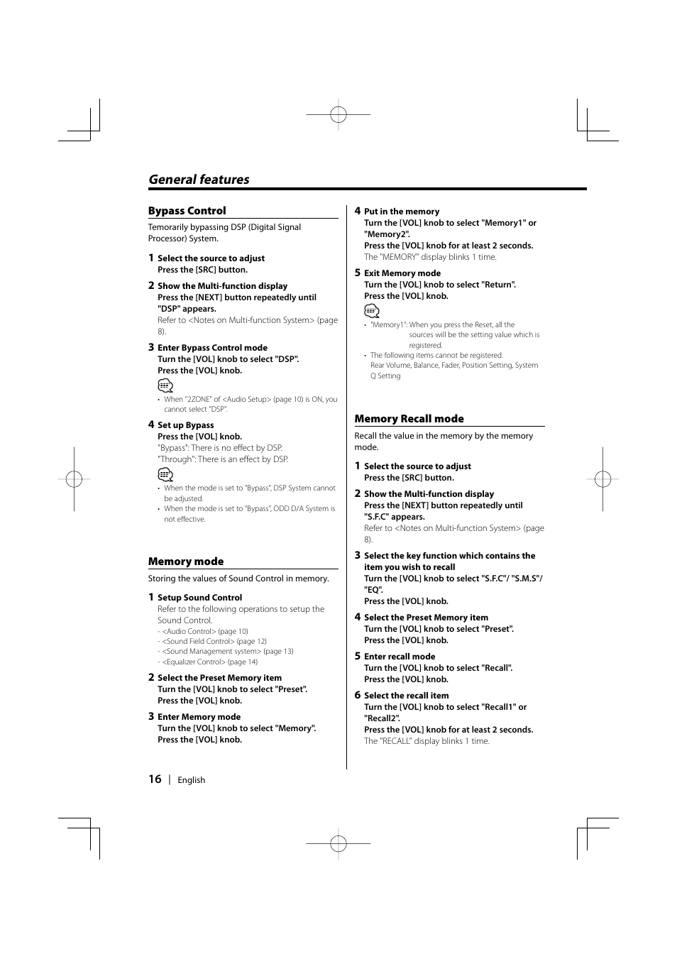 General features | Kenwood XXV-01D User Manual | Page 16 / 58