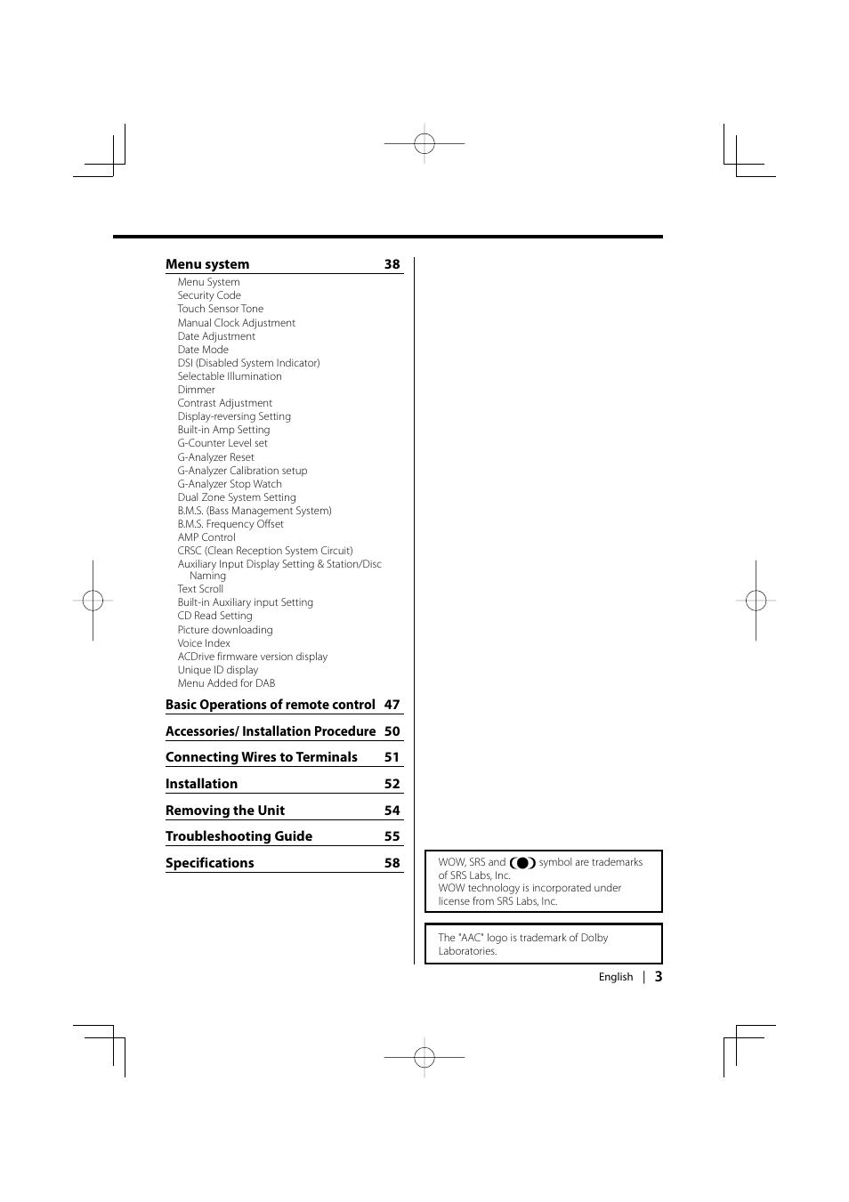 Kenwood XXV-01D User Manual | Page 3 / 58