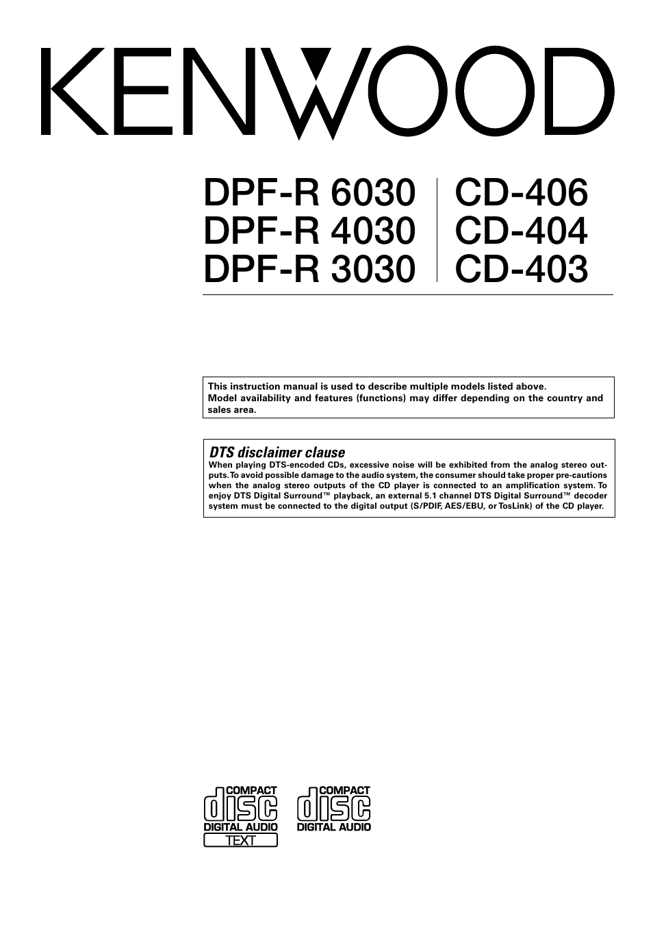 Kenwood DPF-R 6030 User Manual | 24 pages