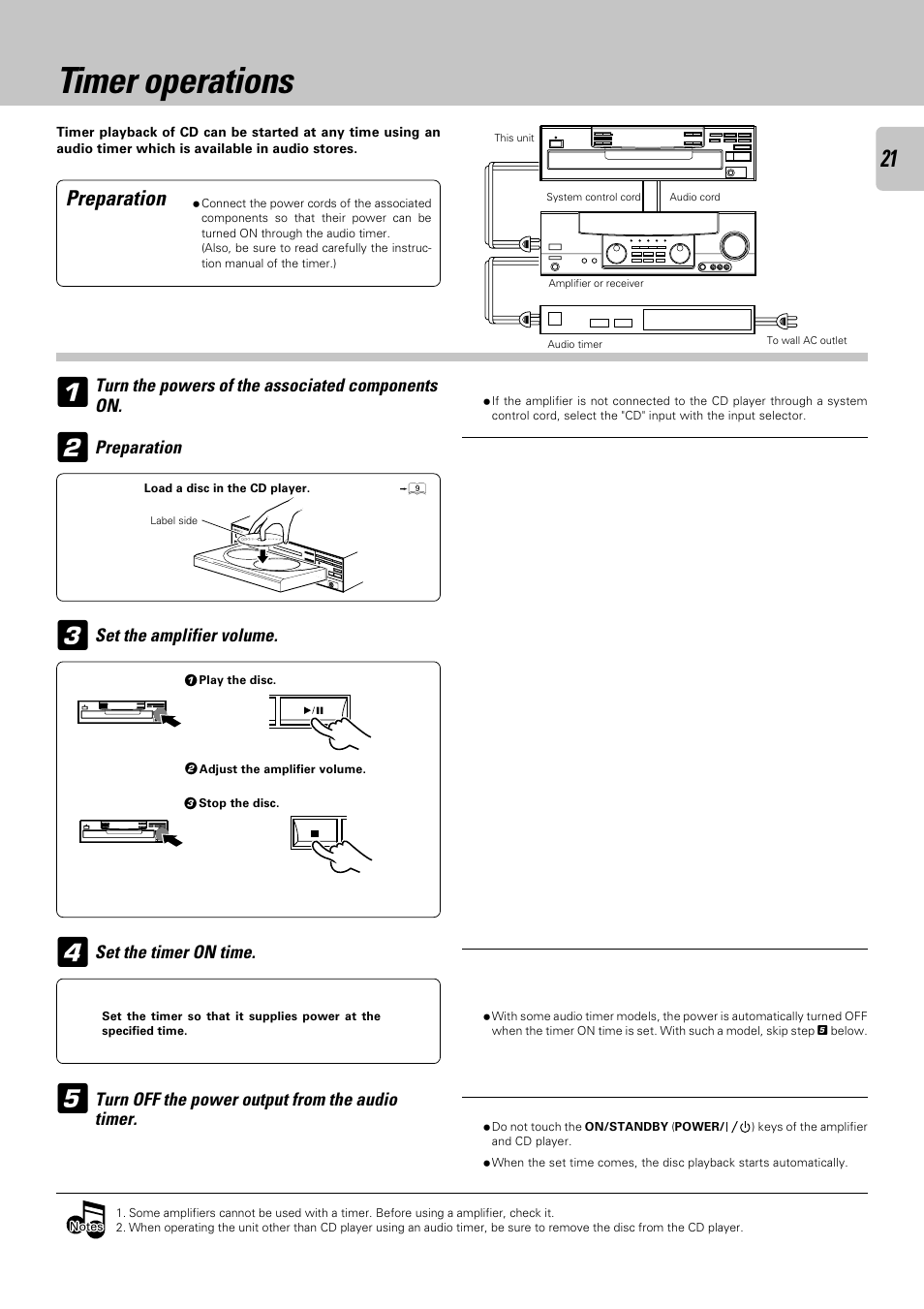 Timer operations, Preparation | Kenwood DPF-R 6030 User Manual | Page 21 / 24