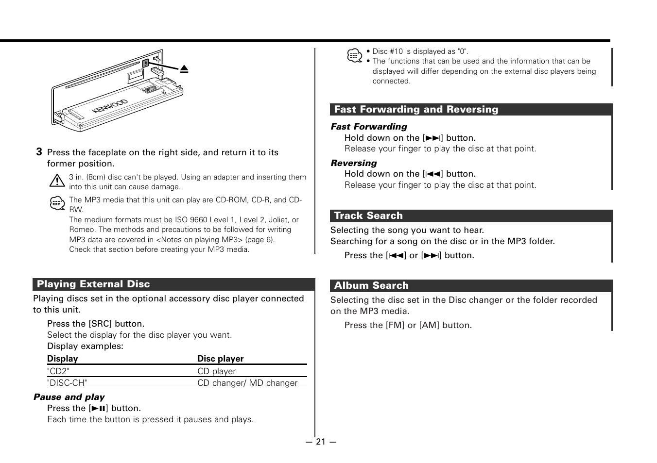 Kenwood KDC-5020 User Manual | Page 21 / 44