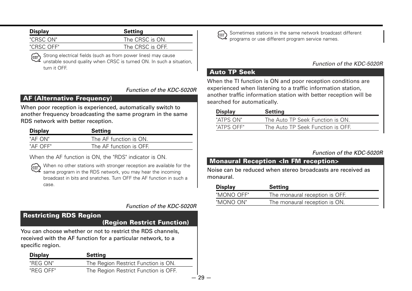 Kenwood KDC-5020 User Manual | Page 29 / 44