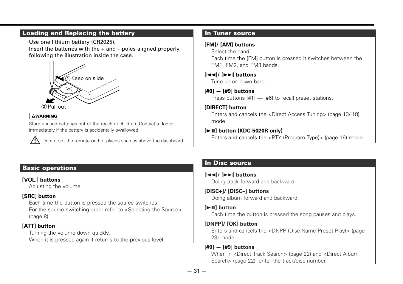 Kenwood KDC-5020 User Manual | Page 31 / 44