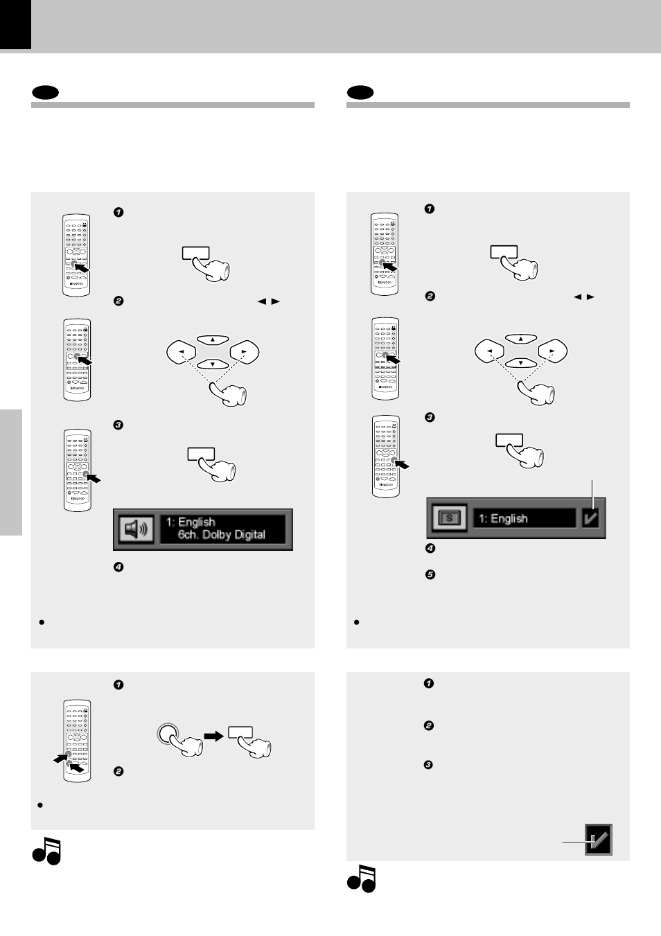 Dvd changing the audio language, Dvd changing the subtitle language, Changing the audio language | Changing the subtitle language, Using the on-screen banner display, Operations | Kenwood XD-DV50 User Manual | Page 32 / 70