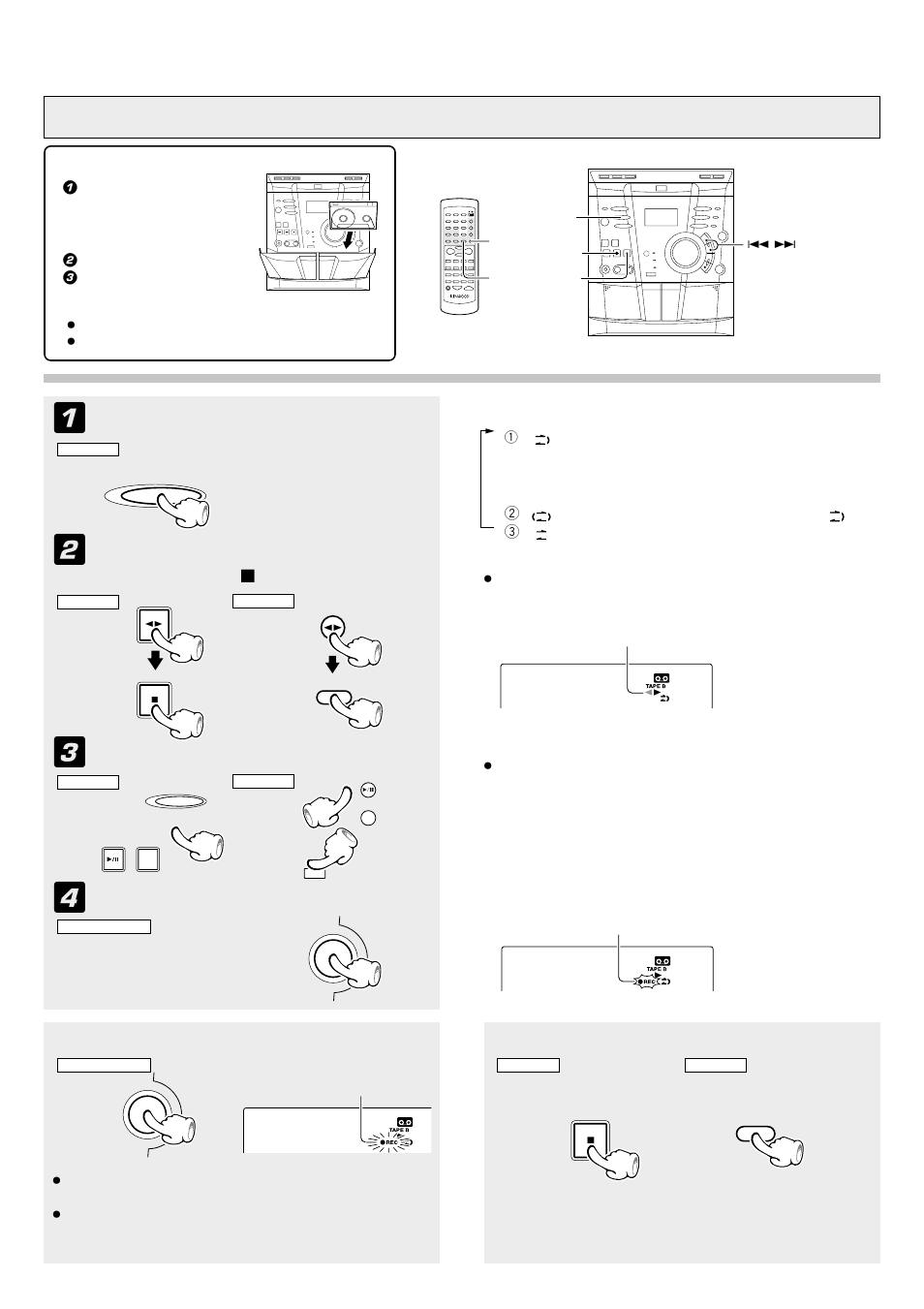 Normal recording (tape b only), Select reverse mode, Select the source to be recorded | Start recording, Preparation | Kenwood XD-DV50 User Manual | Page 40 / 70