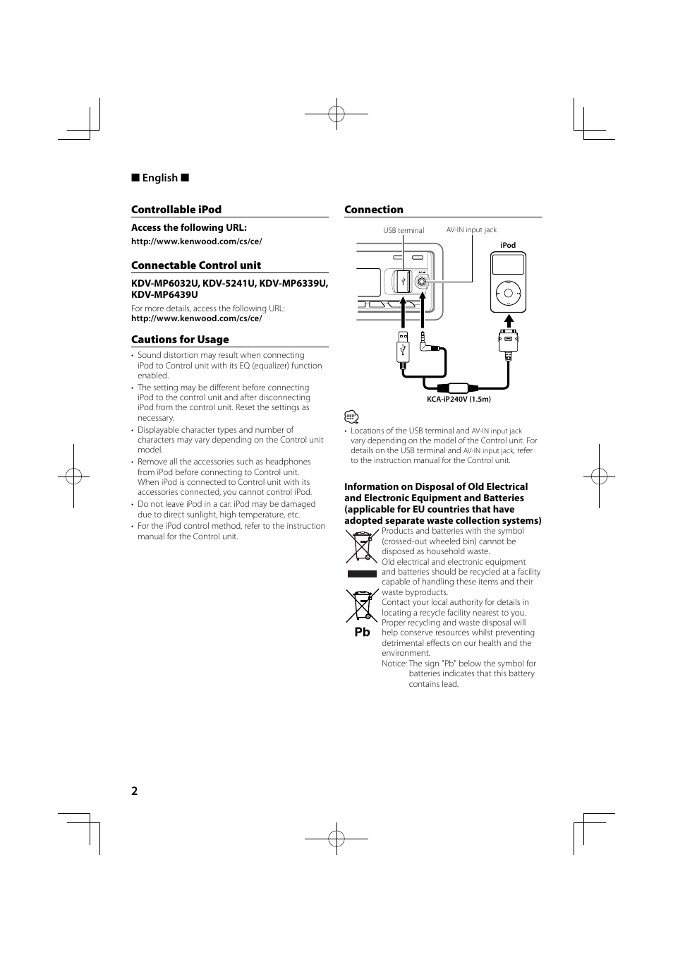 Kenwood KDV-MP6032U User Manual | Page 2 / 8