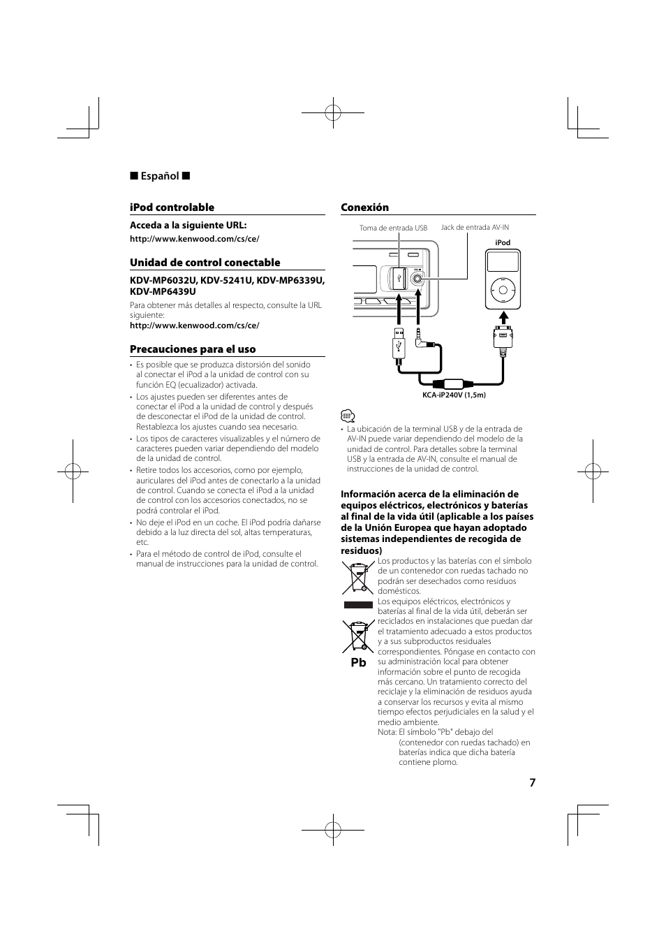 Kenwood KDV-MP6032U User Manual | Page 7 / 8