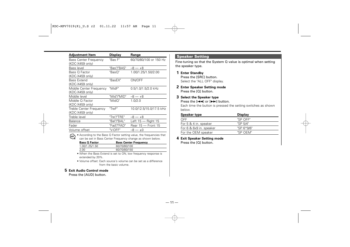 Kenwood KDC-X459 User Manual | Page 11 / 36