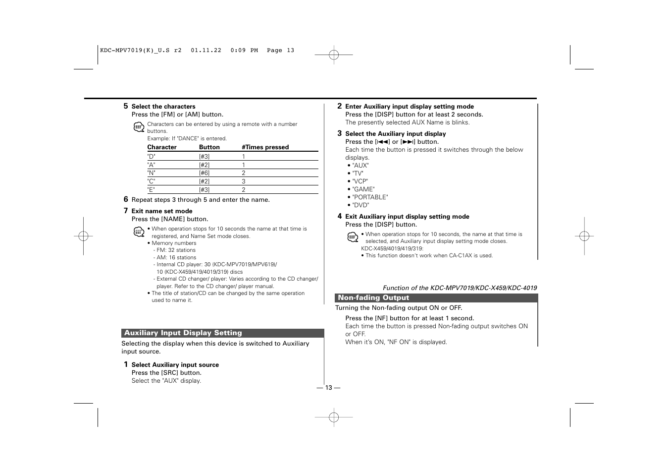 Kenwood KDC-X459 User Manual | Page 13 / 36