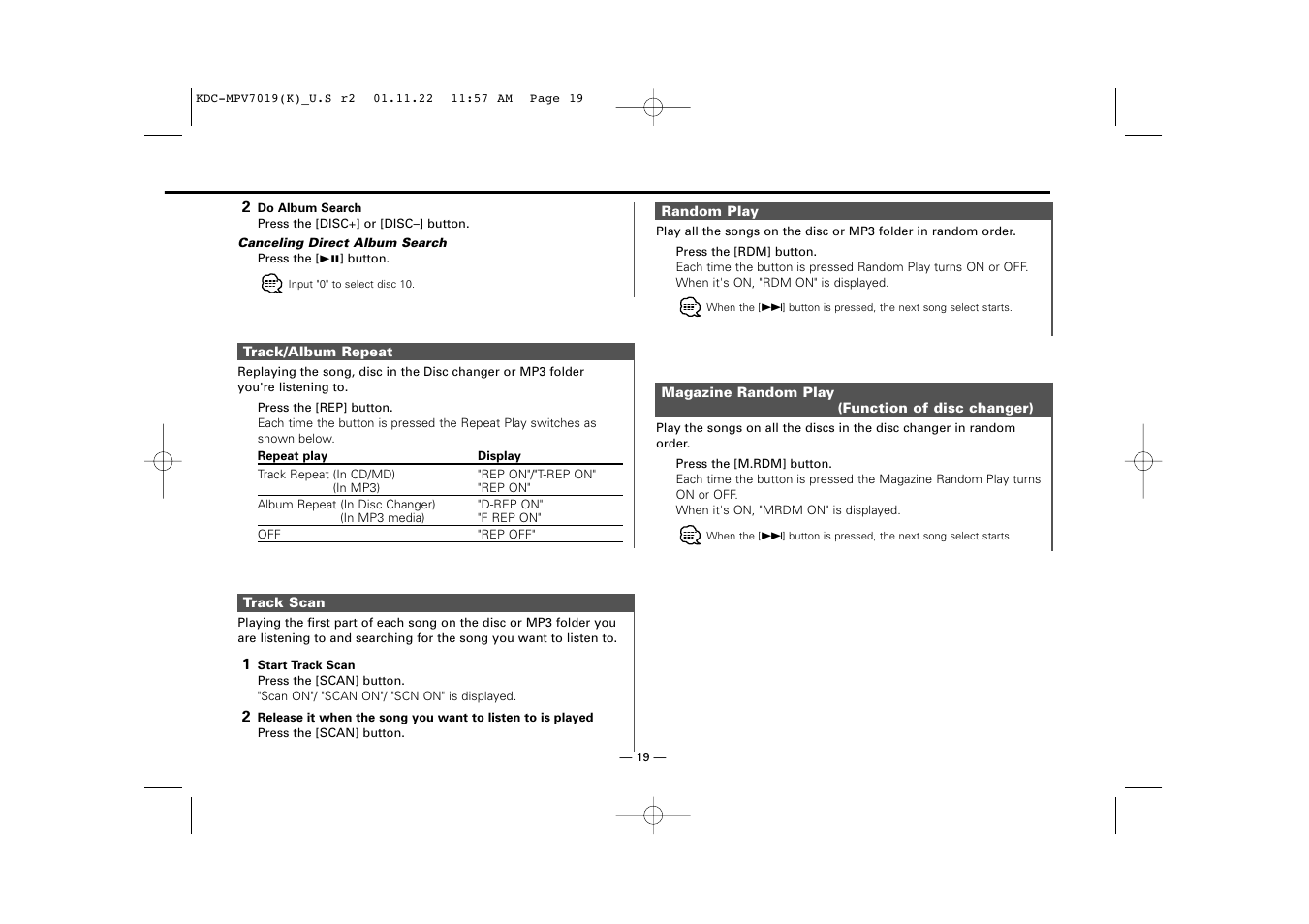 Kenwood KDC-X459 User Manual | Page 19 / 36