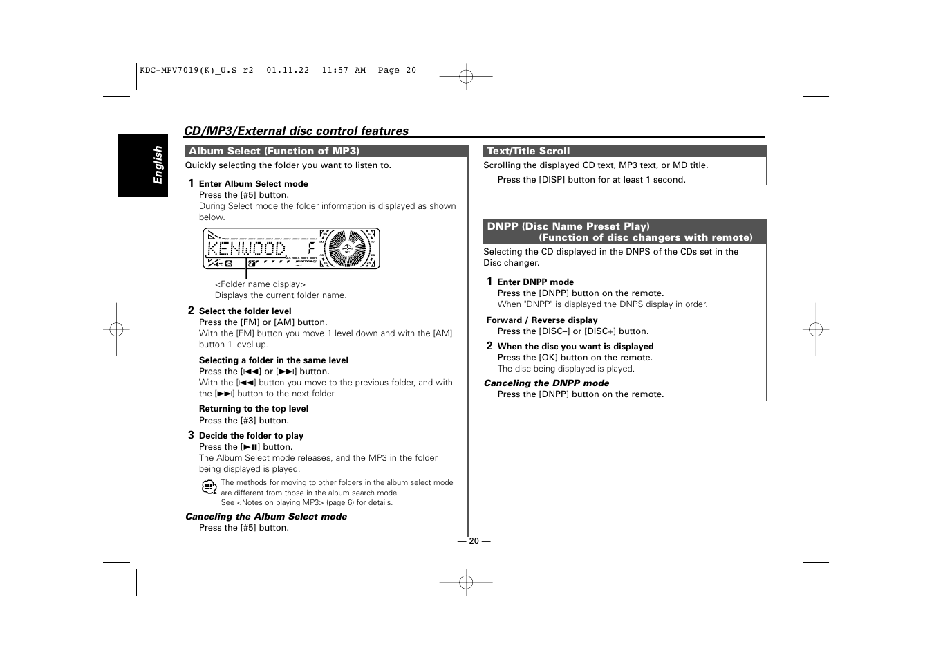 Kenwood KDC-X459 User Manual | Page 20 / 36