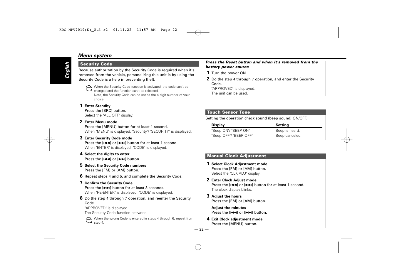 Kenwood KDC-X459 User Manual | Page 22 / 36