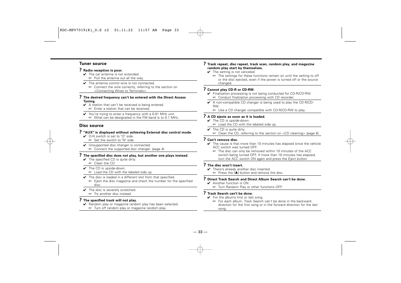 Kenwood KDC-X459 User Manual | Page 33 / 36