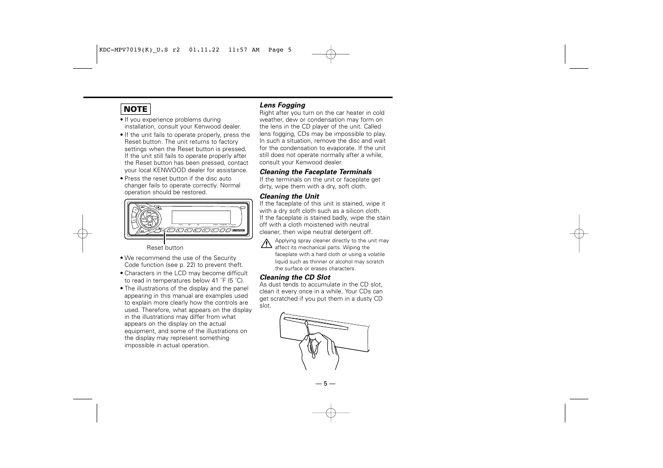 Kenwood KDC-X459 User Manual | Page 5 / 36