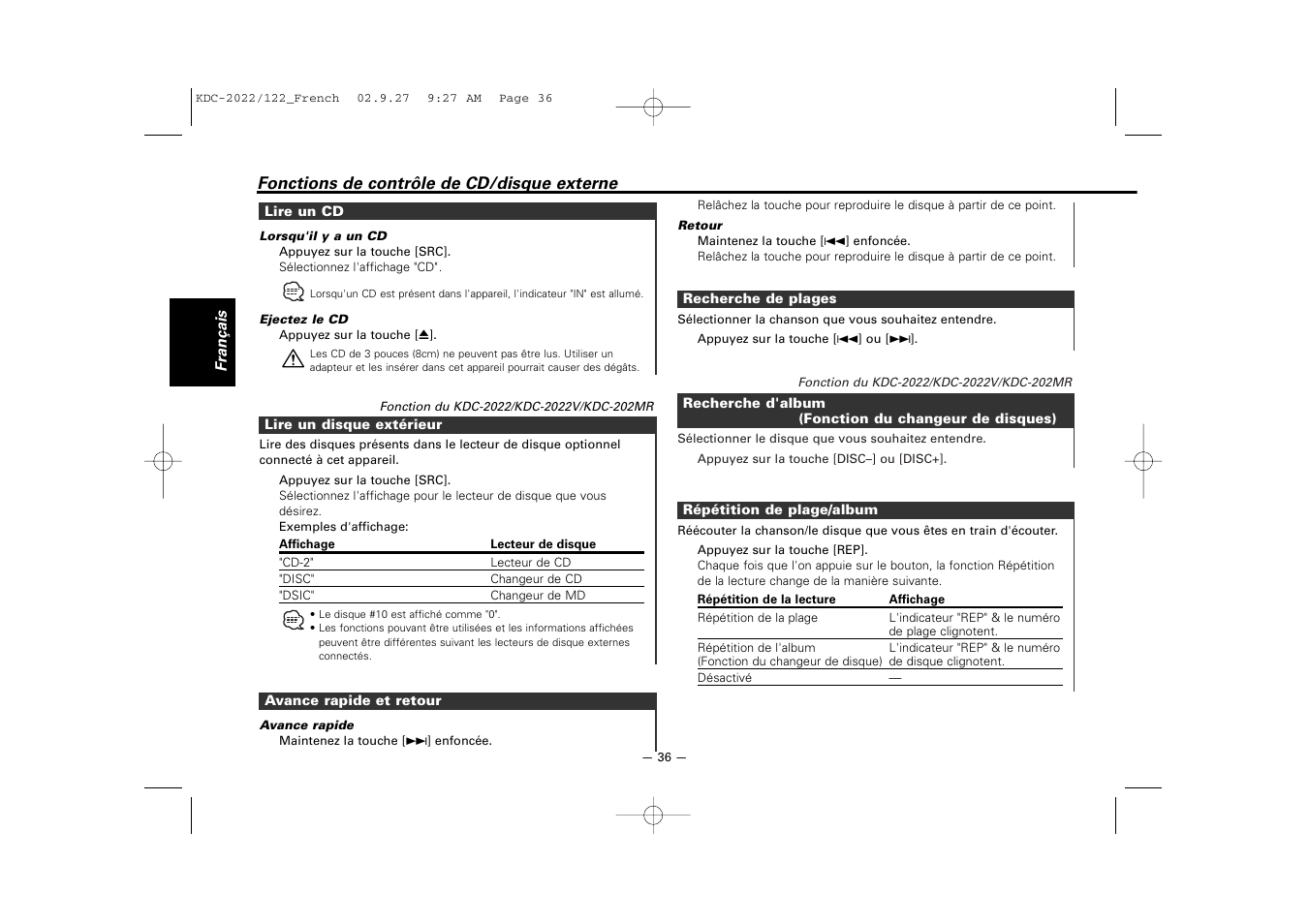 Kenwood 222 User Manual | Page 36 / 92