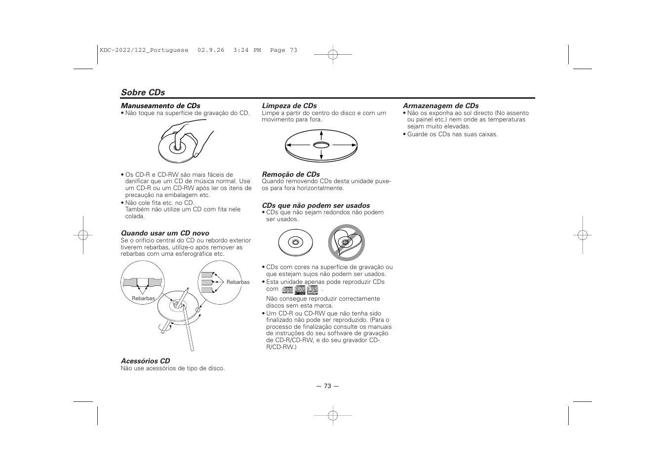 Sobre cds | Kenwood 222 User Manual | Page 73 / 92